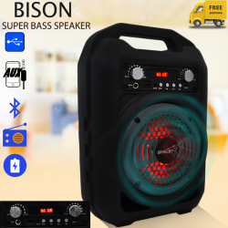 Bison Super Bass Speaker, USB/SD/FM/Bluetooth /Radio/LED/AUX  BS-12